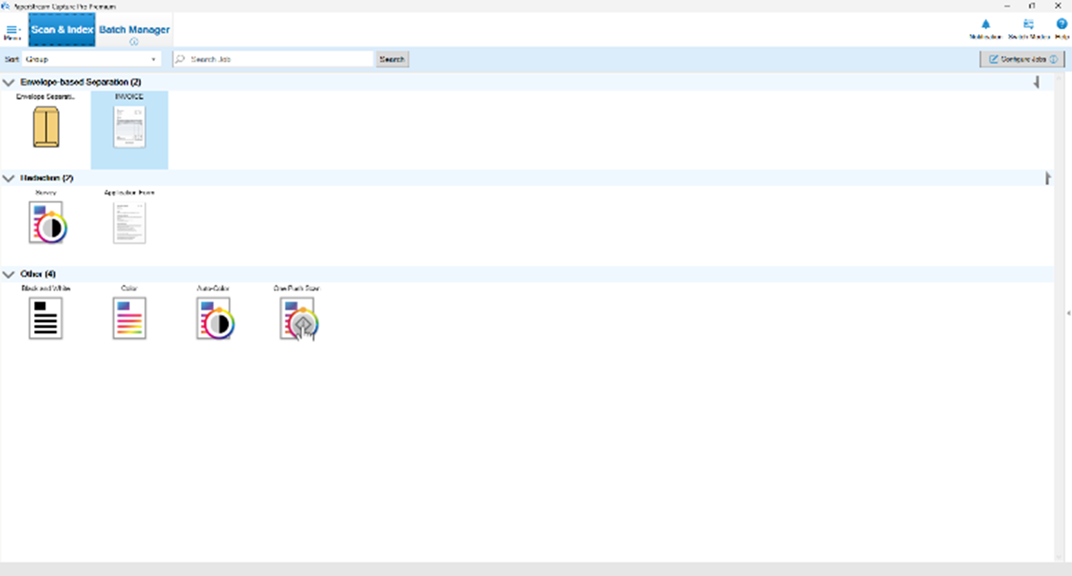PaperStream user interface example